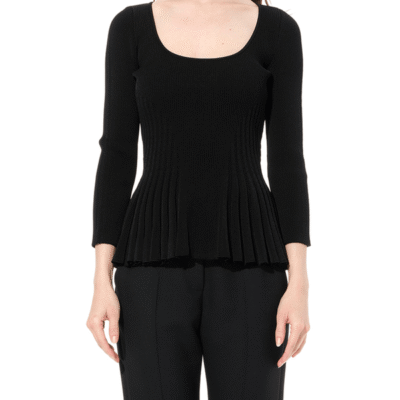 Alexander Mcqueen Scoop Pleated Knitwear in Black / L