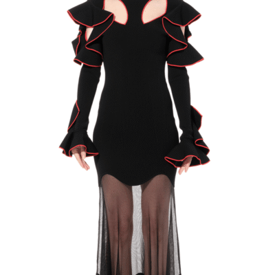Alexander Mcqueen Long Sleeve Knit Dress in Black / S