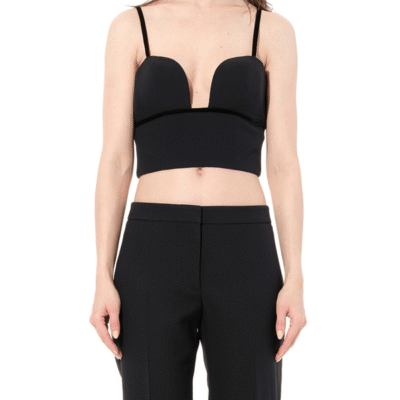 Alexander Mcqueen Leaf Crepe Top in Black / 38