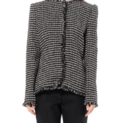Alexander Mcqueen Boucle Tweed Jacket in Black/ivory Black / It 40