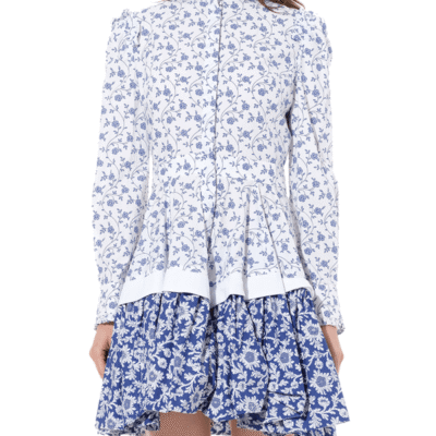 Alexander Mcqueen Victorian Floral Mini Dress in White / It 40