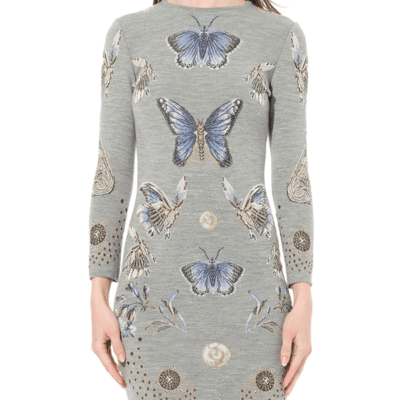 Alexander Mcqueen Mini Jacquard Dress in Grey / Xs