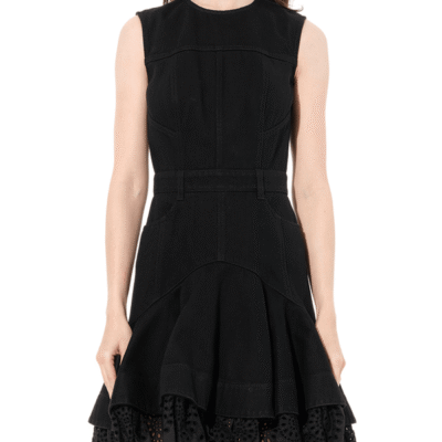 Alexander Mcqueen Mini Denim Dress in Black / It 40