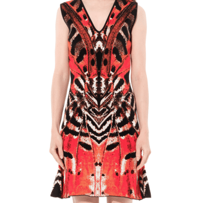 Alexander Mcqueen Butterfly Jacquard Dress in Red / S