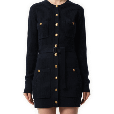 Chloe Long Fitted Cardigan in Navy / M