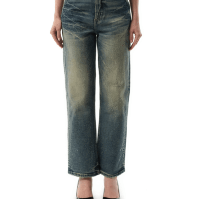 Fax Copy Express Vintage Washed Straight-cut Jeans in Blue / S