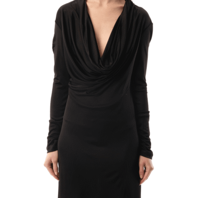Helmut Lang Cowl Liquid Dress in Black / Xs