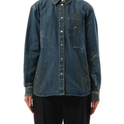 Helmut Lang Painted Denim Shirt in MID Indigo Blue / L