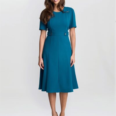 Gina Bacconi Blue Mel Fit and Flare Midi Dress