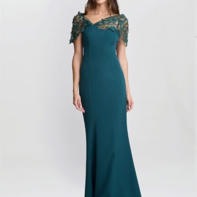 Gina Bacconi Green Jessie Off Shoulder Maxi Dress