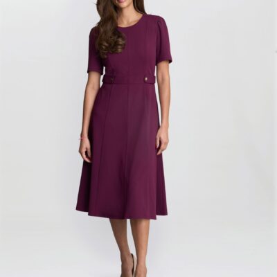 Gina Bacconi Red Mel Fit And Flare Midi Dress