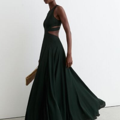Reiss Green Paloma Cut-Out Racerback Maxi Dress