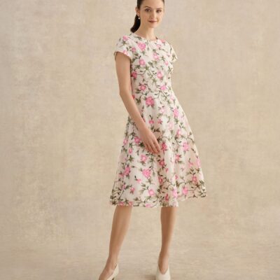 Hobbs Pink Petite Tia Embroidered Dress