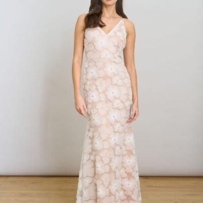 Gina Bacconi White Eleni Beaded Soutache Maxi Dress