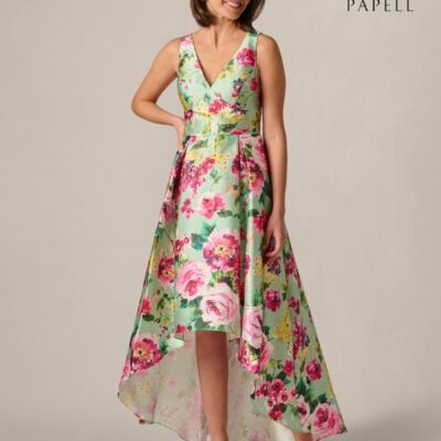 Adrianna Papell Green Petite High Low Twill Dress