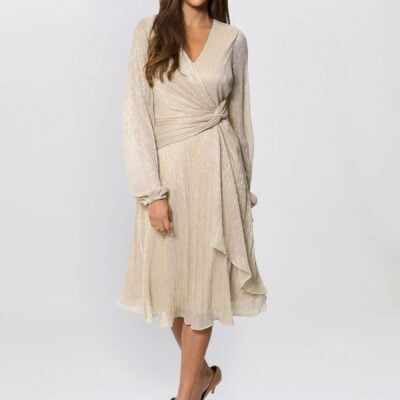 Gina Bacconi Gold Stevie Metallic Dress