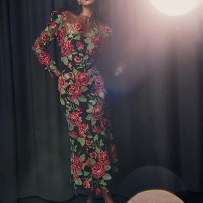 Elliatt Black Lyra Floral Midi Dress