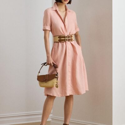 Lauren Ralph Lauren Pink Wakana Elbow Sleeves Day Dress