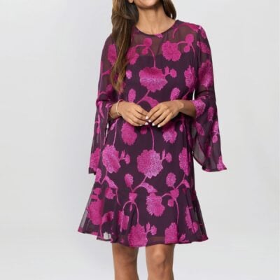 Gina Bacconi Pink Isabella Embroidered Fit And Flare Dress