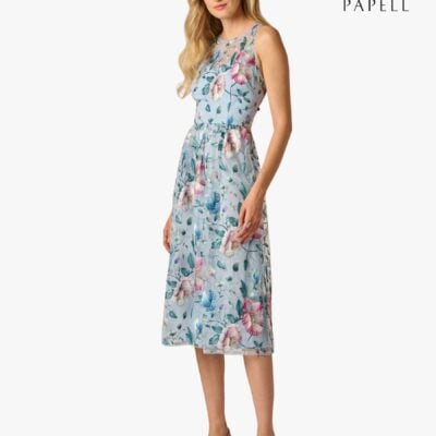 Adrianna Papell Blue Embroidered Dress