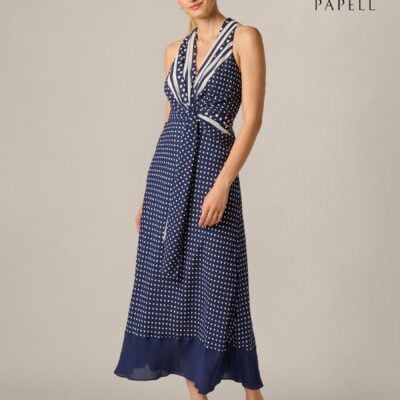 Adrianna Papell Blue Print Chiffon Dress