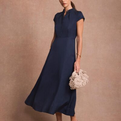Mint Velvet Blue Linen Blend Maxi Dress
