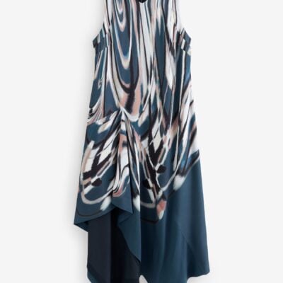BOSS Blue Donari Print Fit & Flare Midi Dress