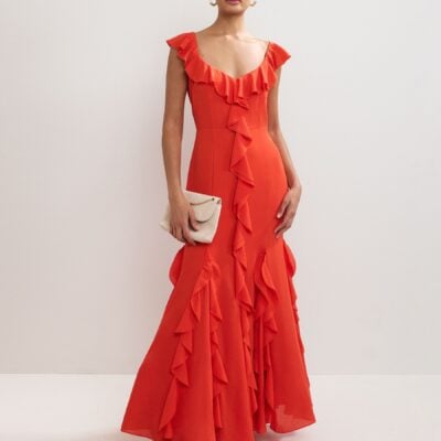 Phase Eight Orange Lianah Ruffle Maxi Dress