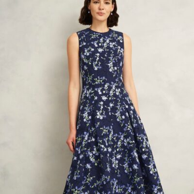 Hobbs Blue Ria Embroidered Dress