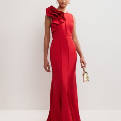 Phase Eight Red Tyra Ruffle Dress