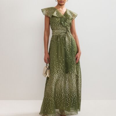 Phase Eight Green Astrid Frill Dress