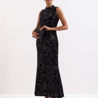 Phase Eight Black Trudy Sequin Dress