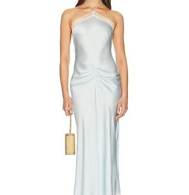 Helsa Viscose Satin Dress With Lace