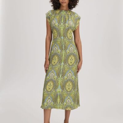 Florere Printed Tie Back Midi Dress