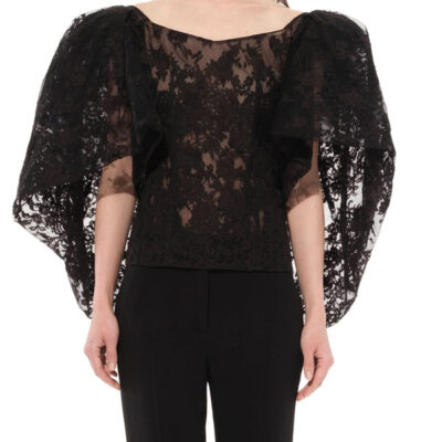 Givenchy Lace Puffy Cape Corset in Black / 38