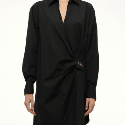 Loewe Draped Shirt Dress in Black / 34