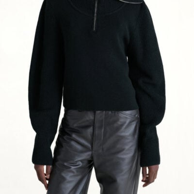 Lemaire Zipped Sweater in Black / Xxs