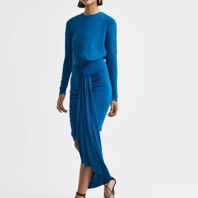 Reiss Teal Isadora Embellished Chain Bodycon Mini Dress