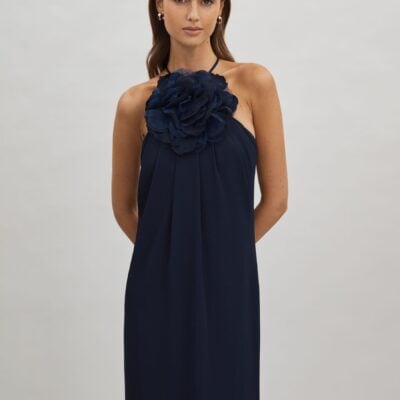 Halston Rosette Maxi Dress