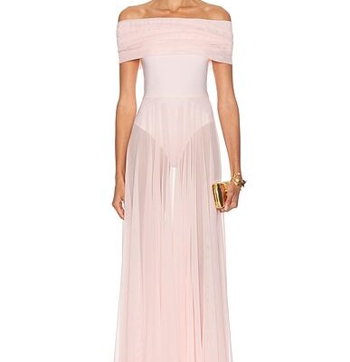Norma Kamali Sleeveless Cowl Neck Combo Flared Gown