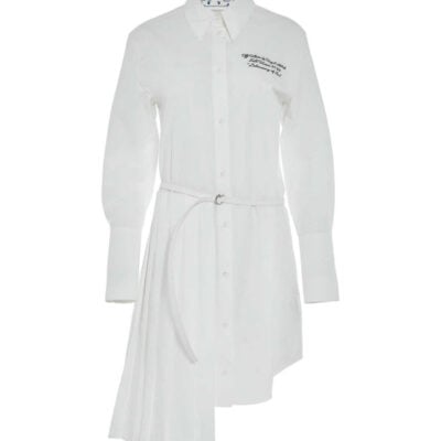 Off-white Popel Plisse Shirt Dress in White / It 38