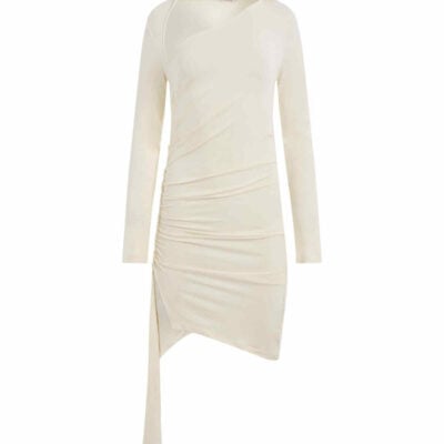 Off-white Viscose Crepe Draped Mini Dress in White / It 38