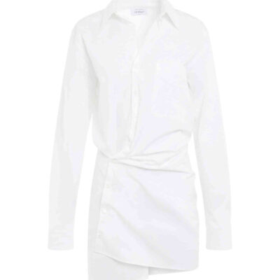 Off-white Poplin Twist Shirt Dress in White / It 38