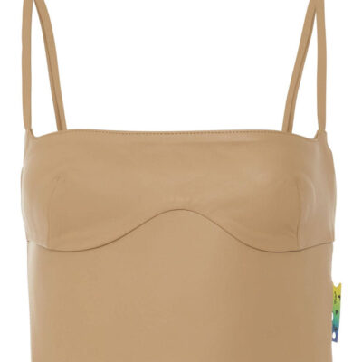 Off-white Leather Bustier in Camel Brown / It 40
