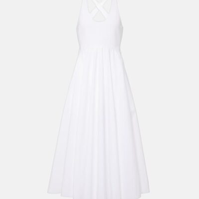 Alaïa Open-Back Cotton Poplin Midi Dress