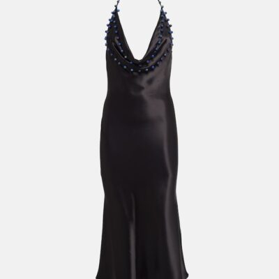 Bottega Veneta Beaded Satin Midi Dress
