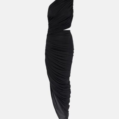 Alaïa Cutout Ruched Jersey Midi Dress