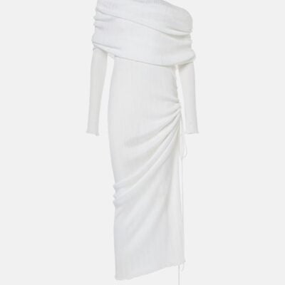 Alaïa Off-Shoulder Ruched Maxi Dress