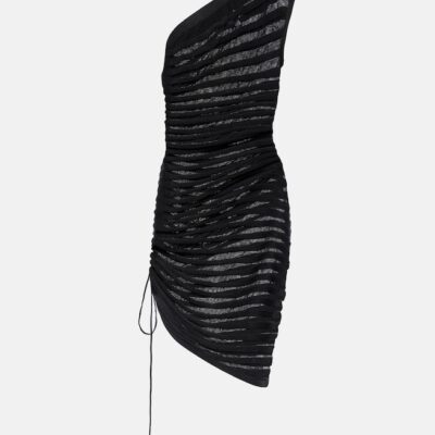 Alaïa Open-Knit Ruched Minidress