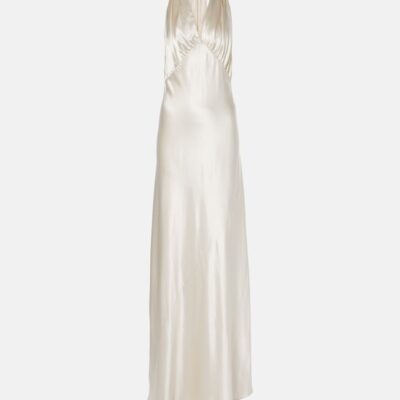 Saint Laurent Halterneck Satin Gown